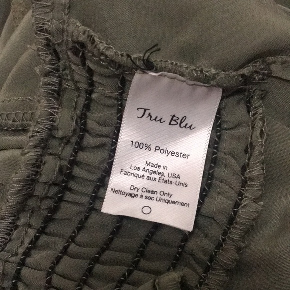 Tru Blu Wrap Star One Shoulder Ruffle Shiny  Olive Green Romper in XS - Picture 9 of 9